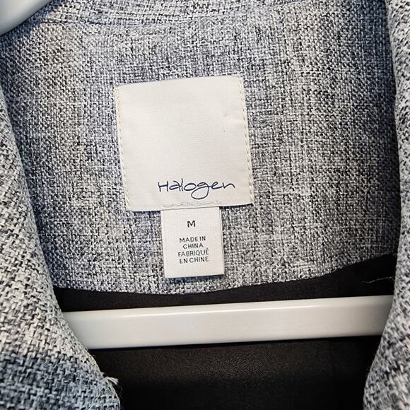 Halogen Full Zip Crosshatch Jacket Size M Gray Long Sleeve Minimalist Classic - Picture 13 of 14